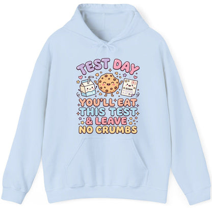 Test Day You'll Eat This Test & Leave No Crumbs Student Testing Hoodie - product mockup - Light Blue