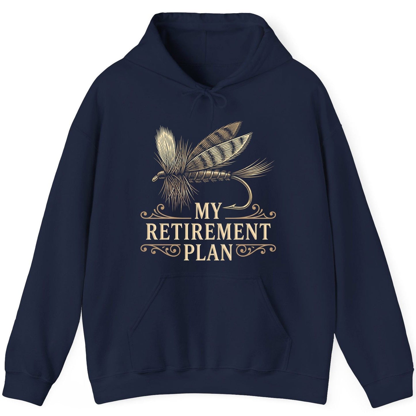 My Retirement Plan fly fishing Hoodie Navy product mockup
