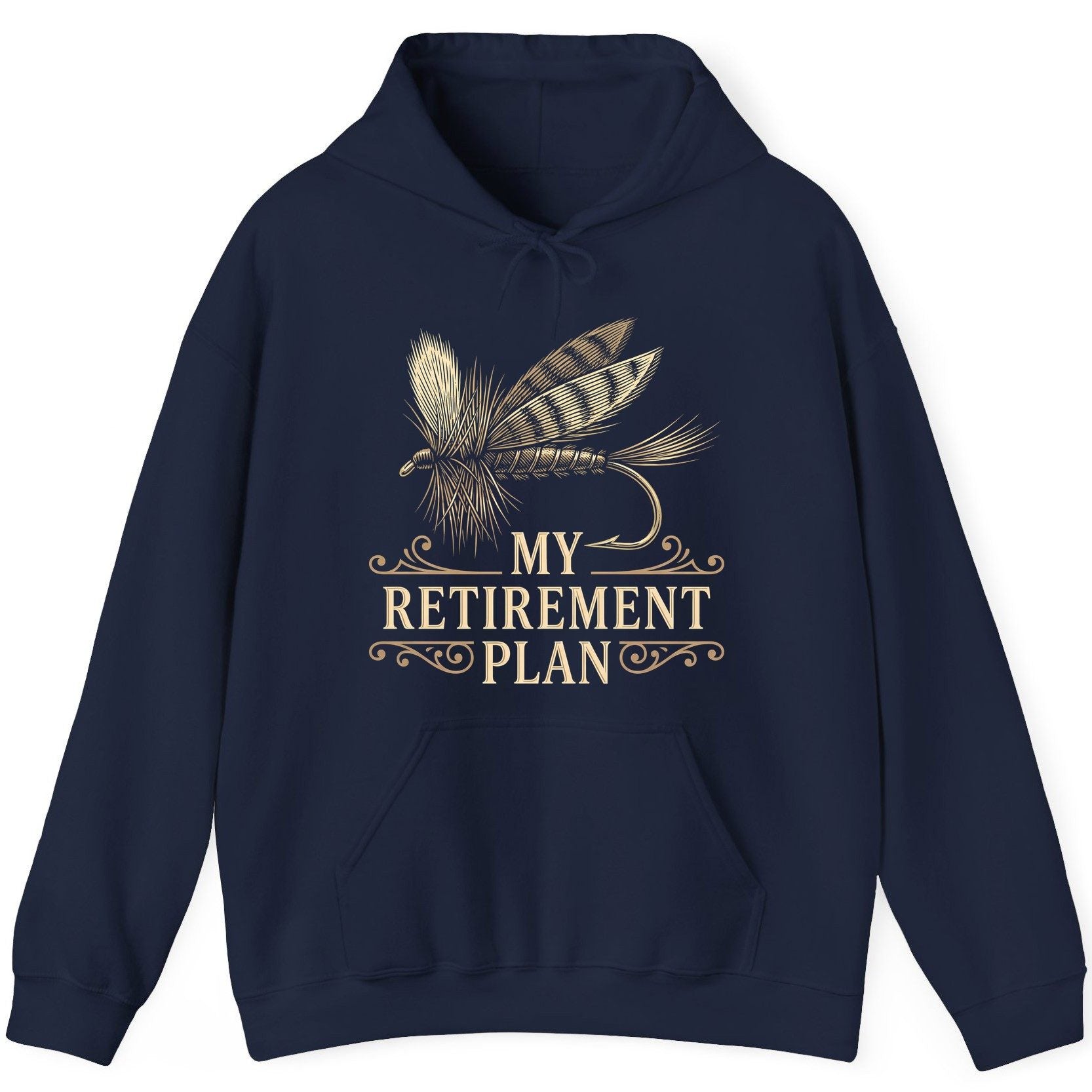My Retirement Plan fly fishing Hoodie Navy product mockup