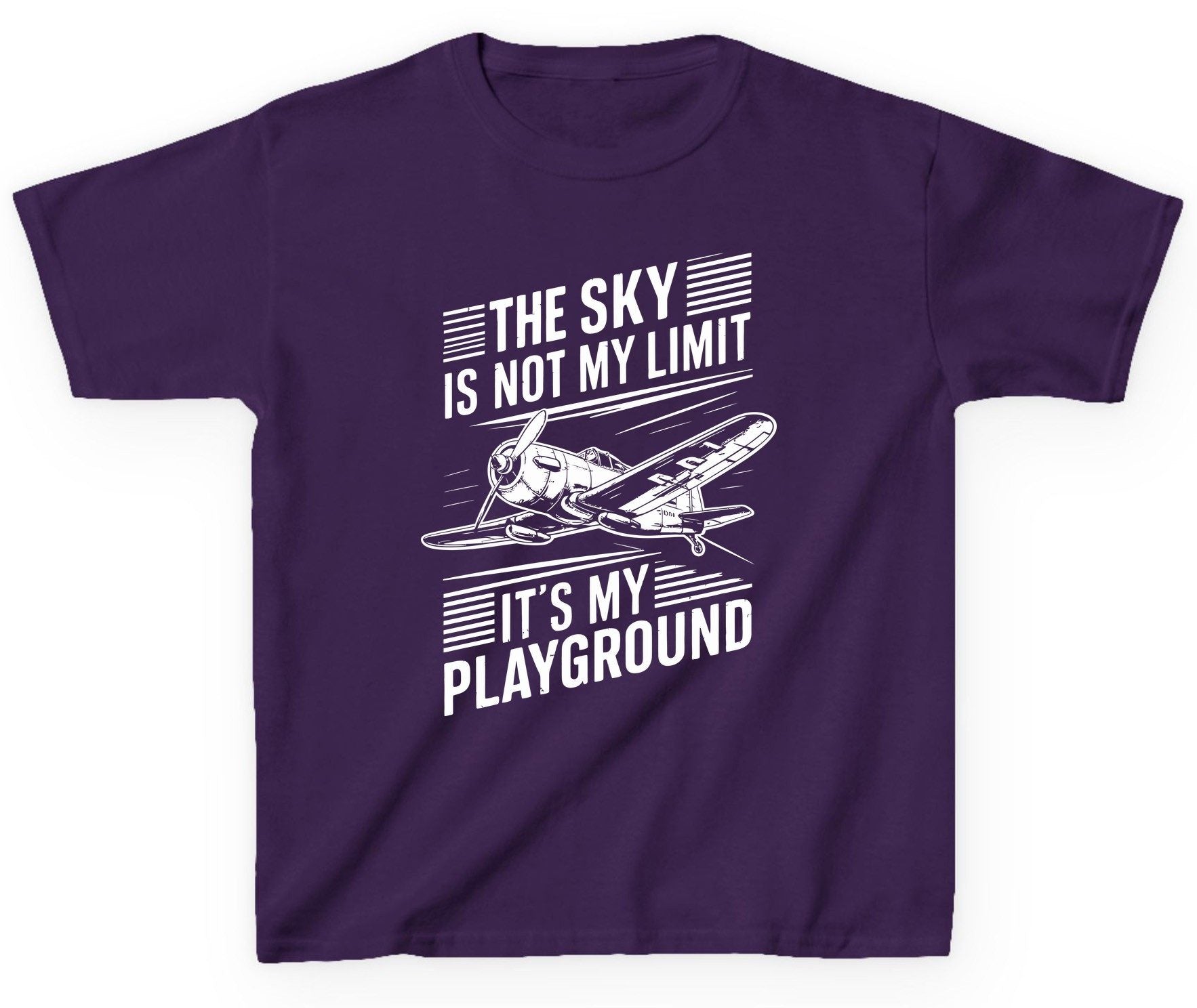 The Sky Is Not My Limit It's My Playground vintage airplane Youth T-Shirt Purple product mockup
