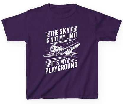 The Sky Is Not My Limit It's My Playground vintage airplane Youth T-Shirt Purple product mockup