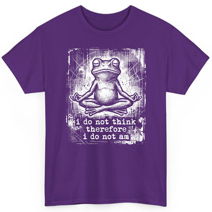 I Do Not Think Therefore I Do Not Am meditating frog T-Shirt Purple product mockup