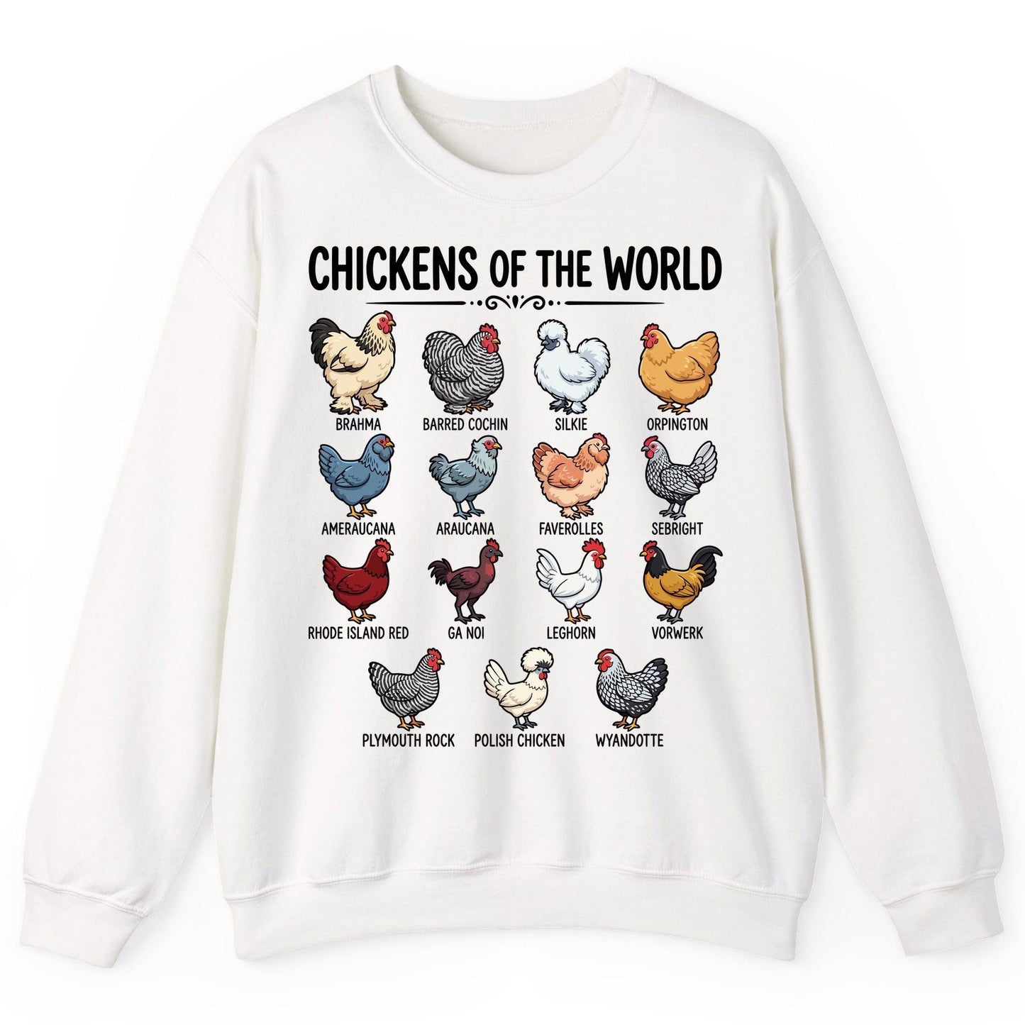 Breeds of the World, Brahma, Barred Cochin, Silkie, Orpington, Ameraucana, Araucana, Faverolles, Sebright, Rhode Island Red,