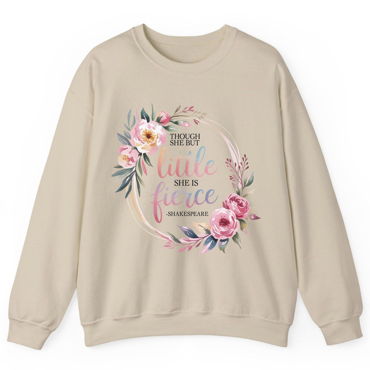 Little Fierce feminine empowerment Sweatshirt Sand product mockup