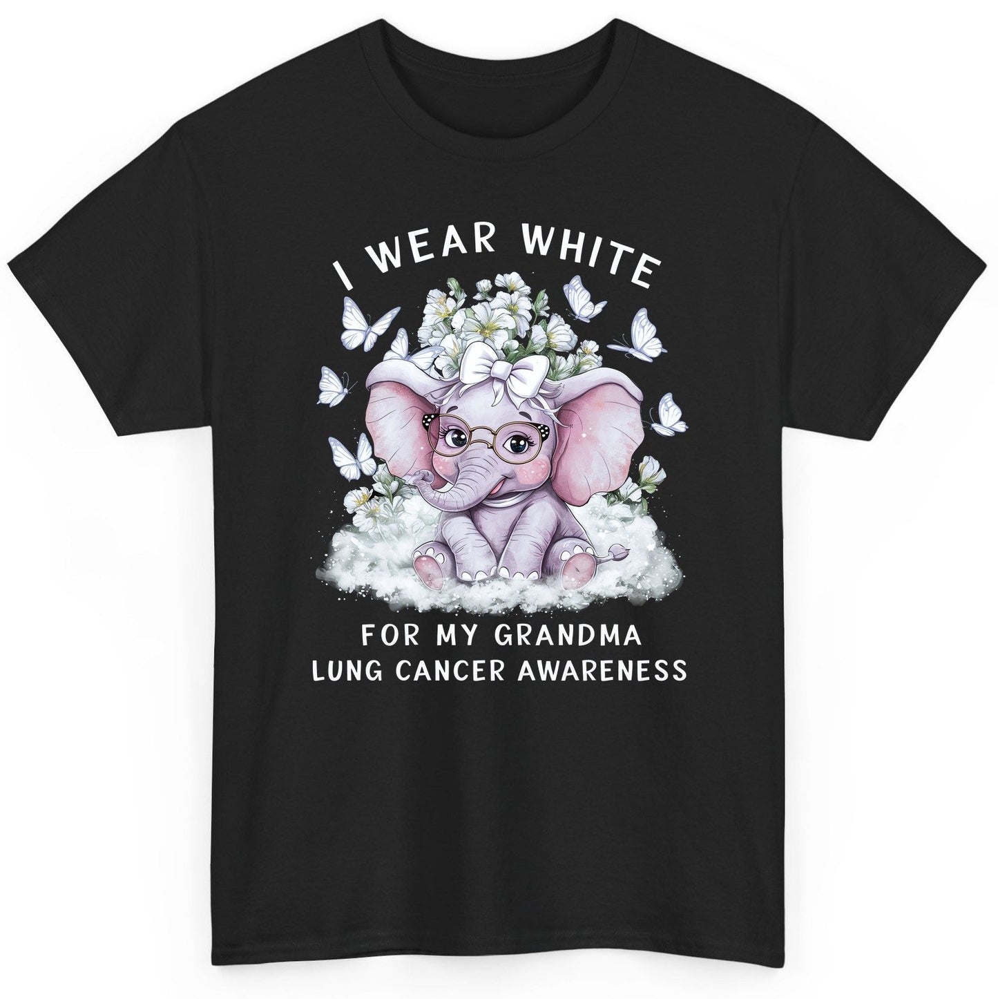 I Wear White for My Grandma Lung Cancer Awareness lung cancer awareness T-Shirt Black product mockup