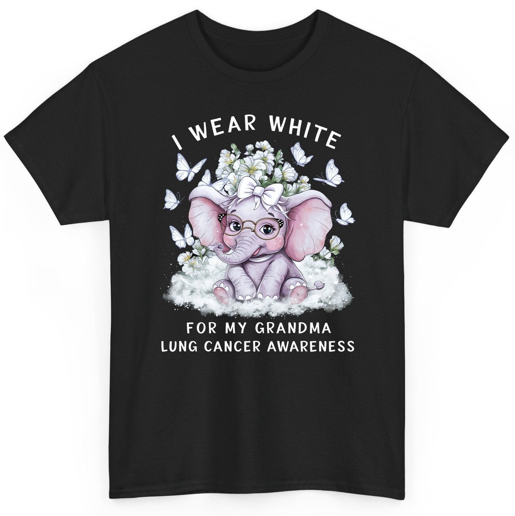 I Wear White for My Grandma Lung Cancer Awareness lung cancer awareness T-Shirt Black product mockup