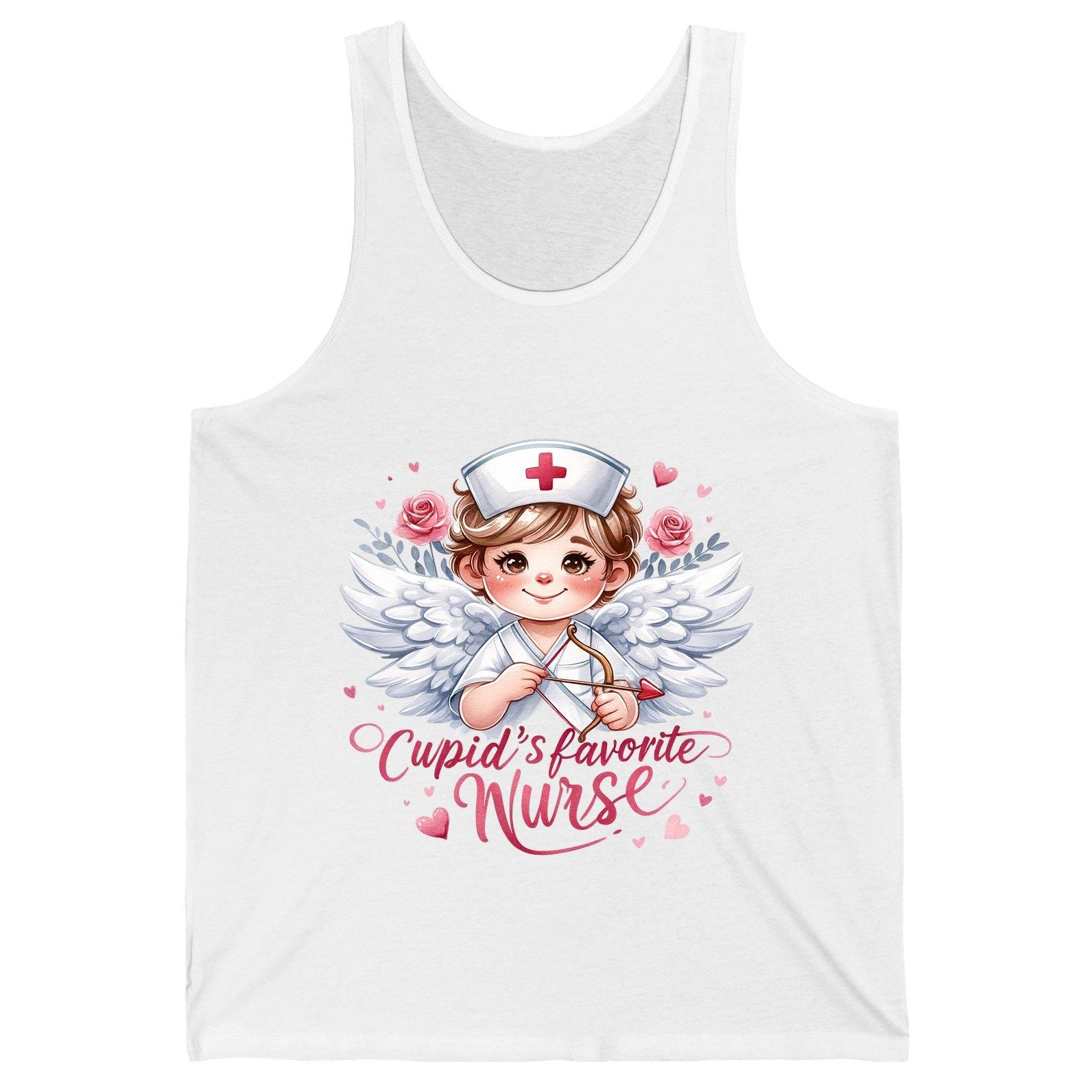 Cupid's Favorite Nurse cupid nurse Tank Top White product mockup