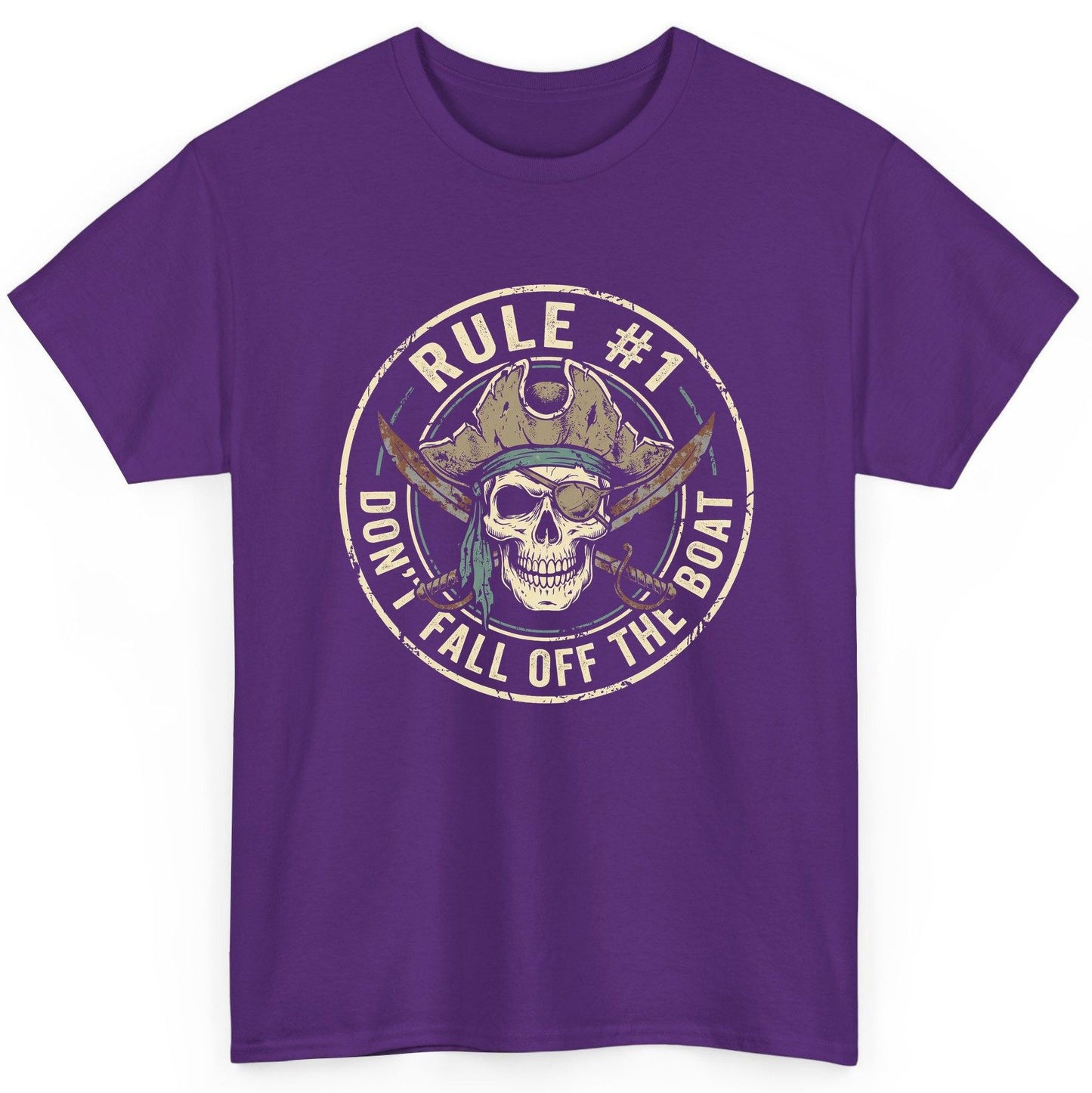 Rule 1 Don't Fall Off the Boat pirate T-Shirt Purple product mockup