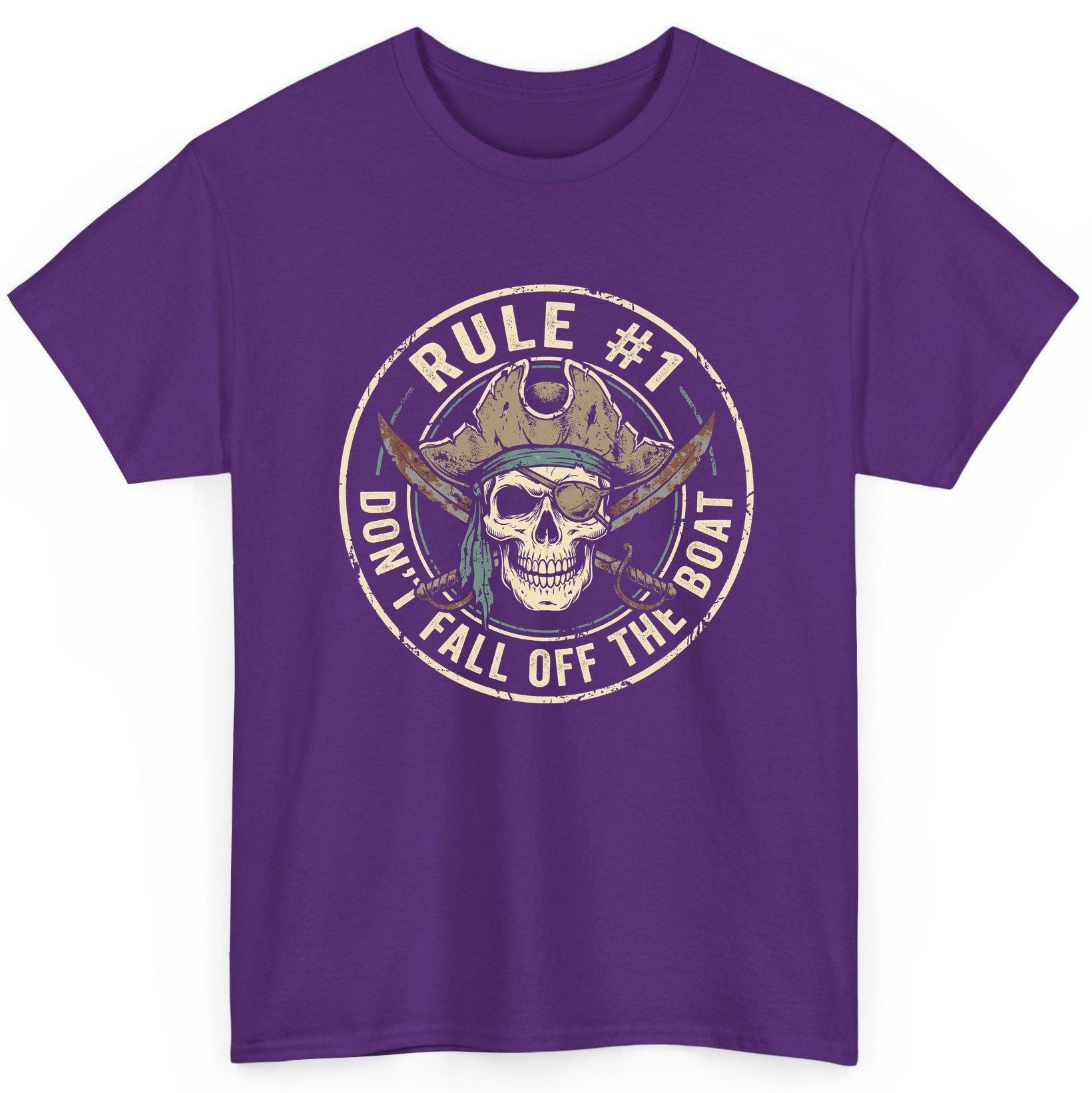Rule 1 Don't Fall Off the Boat pirate T-Shirt Purple product mockup