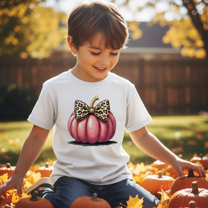 Pink Leopard Pumpkin pink pumpkin Youth T-Shirt White lifestyle mockup