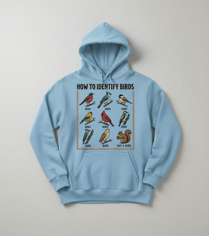 How to Identify Birds Funny Birdwatching Hoodie - product mockup - Light Blue