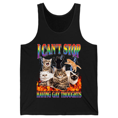 I Can't Stop Having Gay Thoughts cats Tank Top Black product mockup
