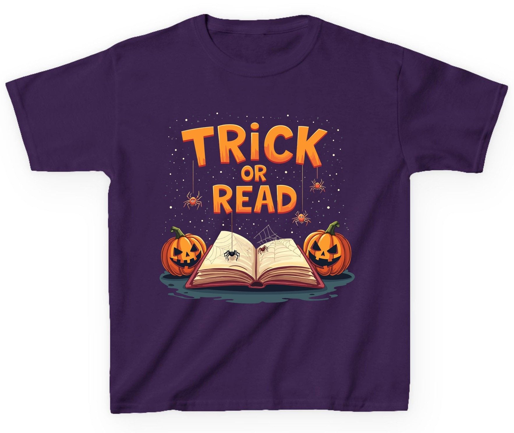 Trick or Read Halloween Youth T-Shirt Purple product mockup