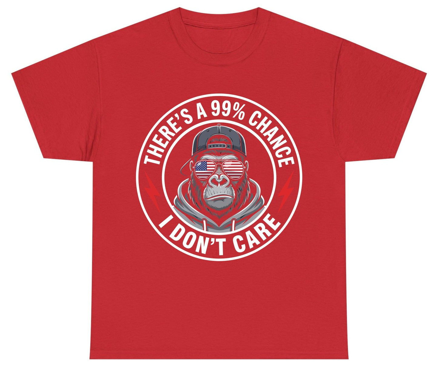 There's a 99% Chance I Don't Care sarcastic gorilla Youth T-Shirt Red product mockup