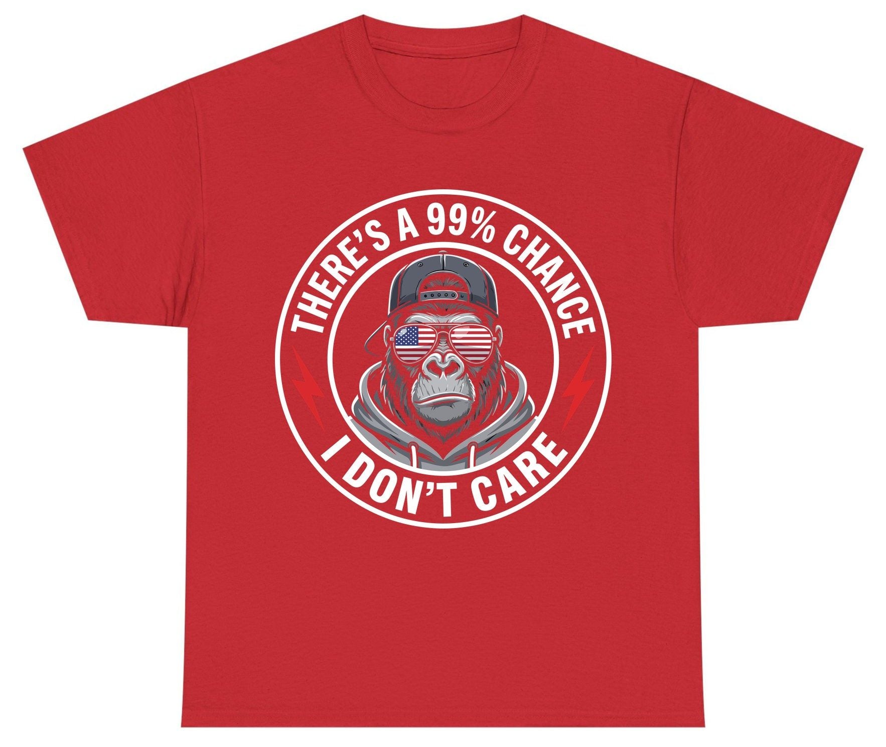 There's a 99% Chance I Don't Care sarcastic gorilla Youth T-Shirt Red product mockup