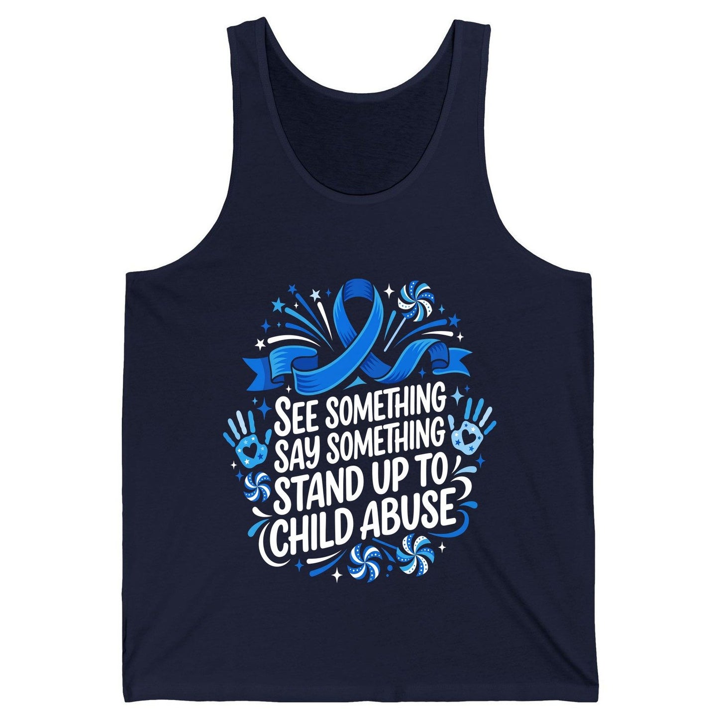 See Something Say Something Stand Up to Child Abuse Tank Top - product mockup - Navy