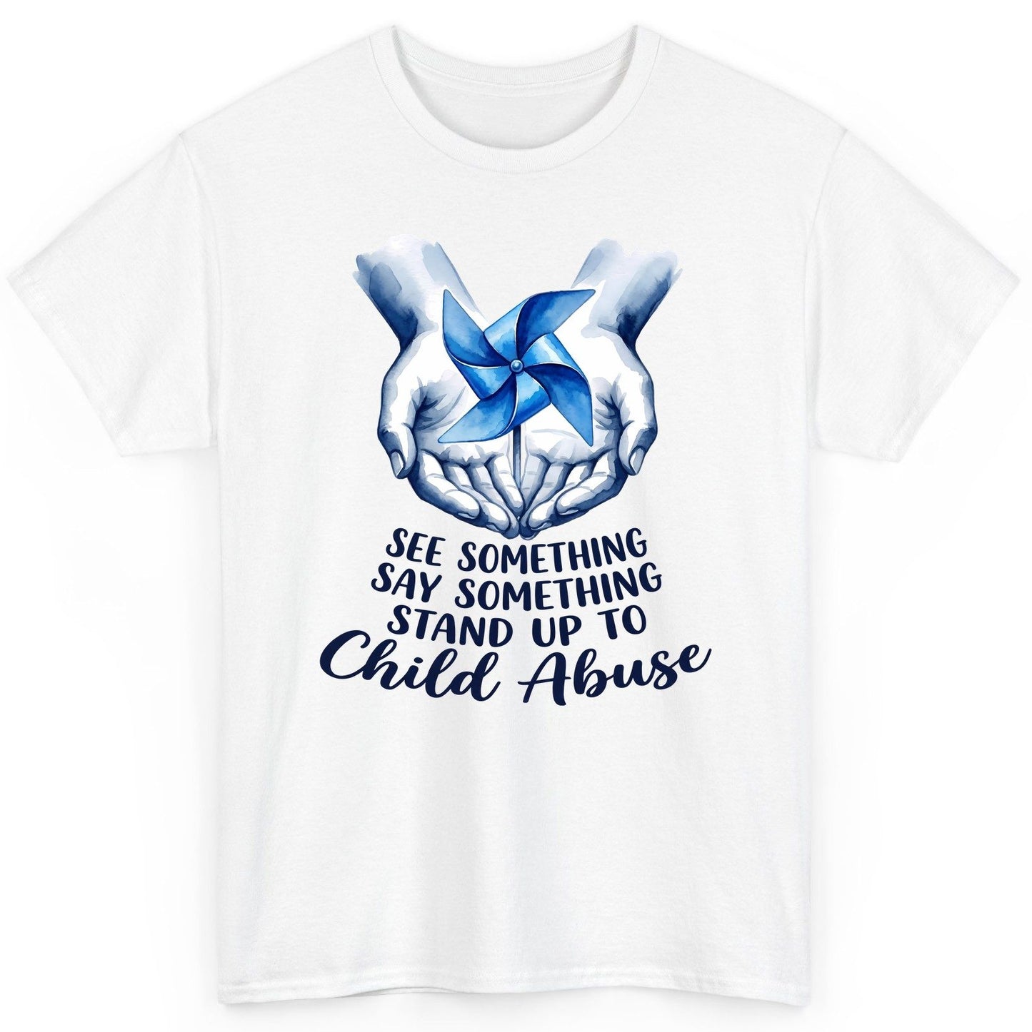 SEE Something SAY Something STAND UP TO Child Abuse Awareness T-Shirt - product mockup - White