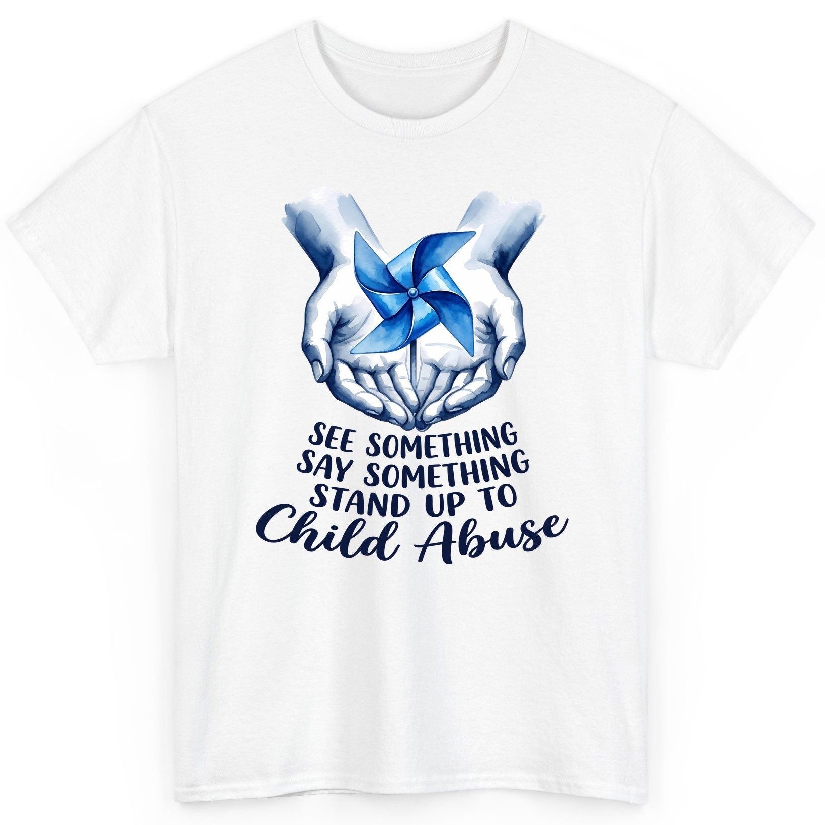 SEE Something SAY Something STAND UP TO Child Abuse Awareness T-Shirt - product mockup - White