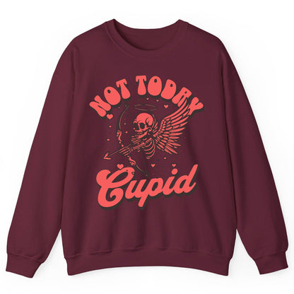 Not Today Cupid skeletal cupid Sweatshirt Maroon product mockup