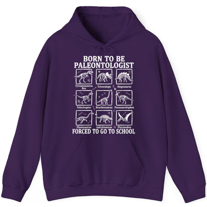 Born to Be Paleontologist Forced to Go to School dinosaurs Hoodie Purple product mockup