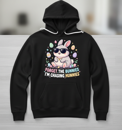Cool Easter Bunny Chasing Hunnies Funny Design Hoodie - Black