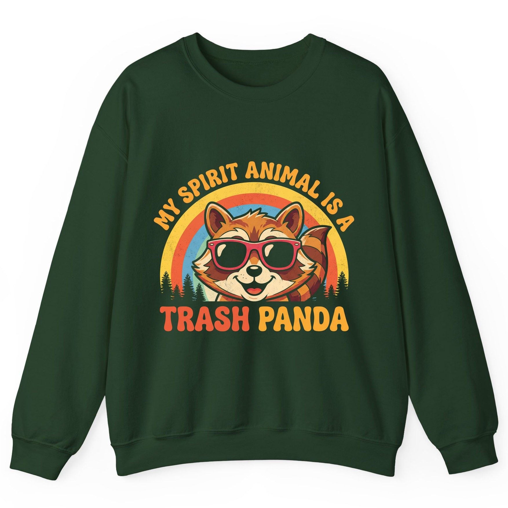 My Spirit Animal Is a Trash Panda raccoon Sweatshirt Forest Green product mockup