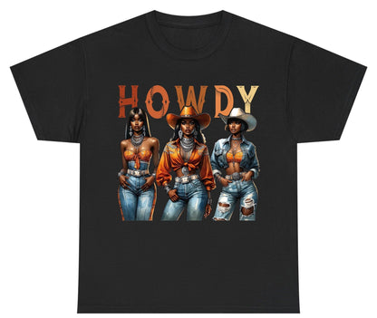 Howdy black cowgirls Youth T-Shirt Black product mockup