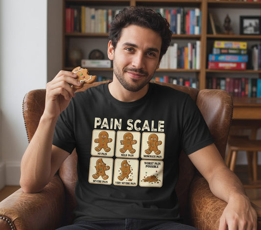 Pain Scale gingerbread man pain scale T-Shirt Black lifestyle mockup