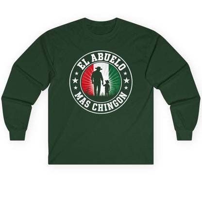El Abuelo Mas Chingon mexican grandfather Long Sleeve Tee Forest Green product mockup