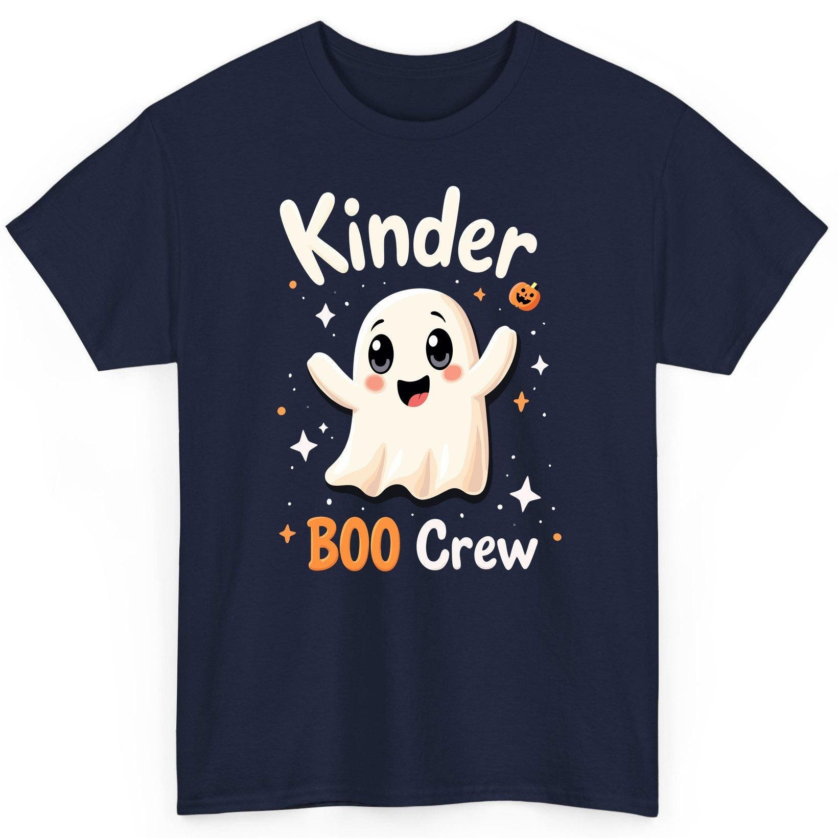 Kinder Boo Crew cute ghost T-Shirt Navy product mockup