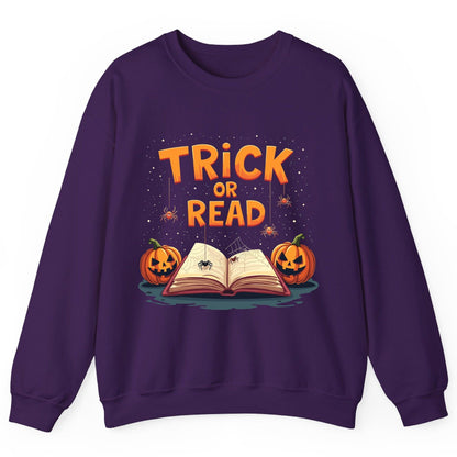 Trick or Read Halloween Sweatshirt Purple product mockup
