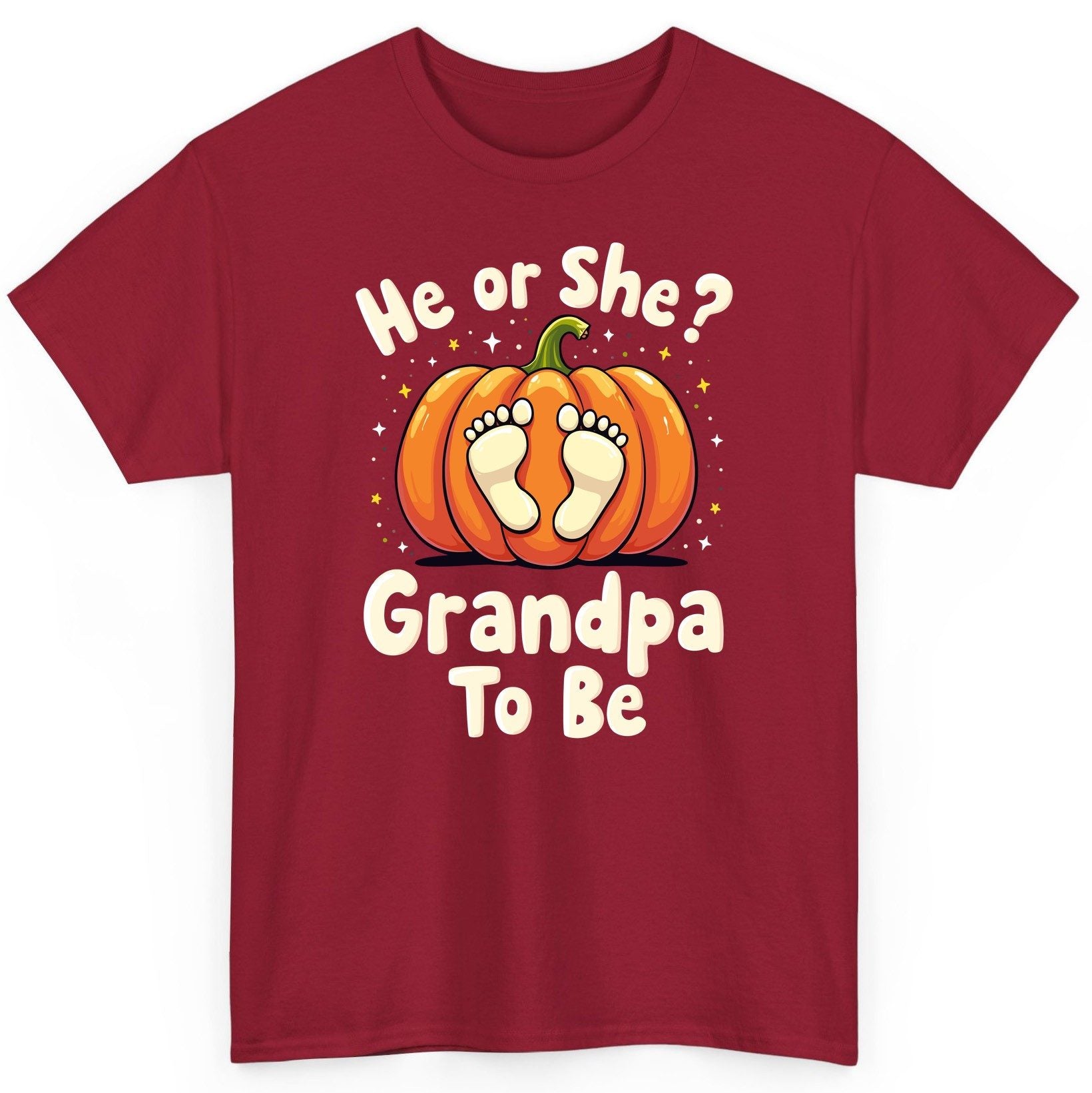 He or She Grandpa to Be gender reveal T-Shirt Cardinal Red product mockup