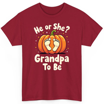 He or She Grandpa to Be gender reveal T-Shirt Cardinal Red product mockup