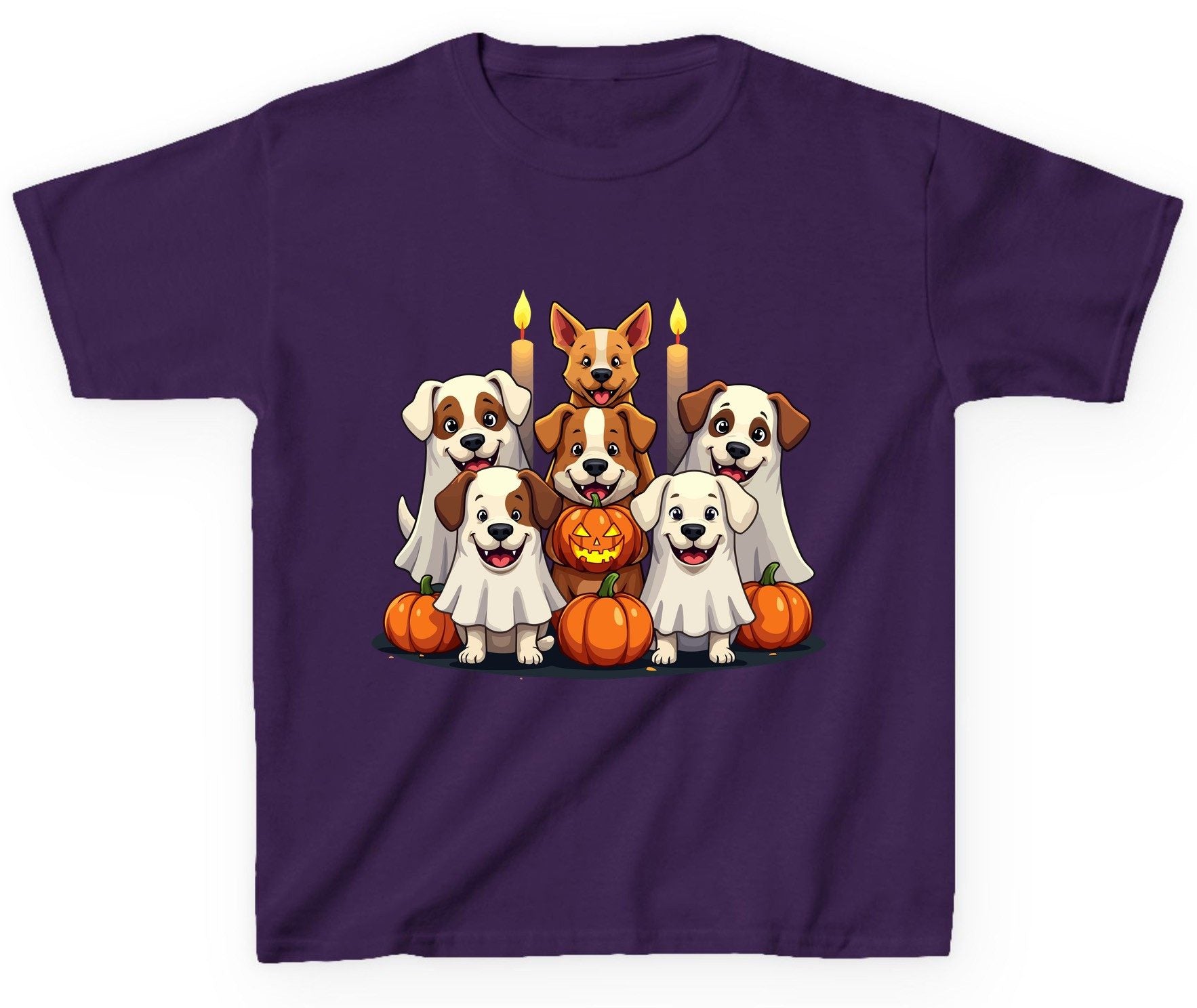 Cute Ghost Dogs Halloween Halloween dogs Youth T-Shirt Purple product mockup