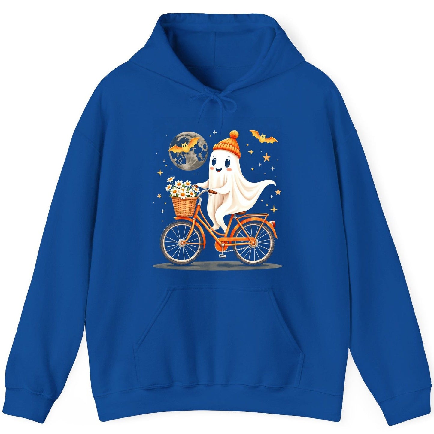 Cute Ghost on Bicycle cute ghost Hoodie Royal product mockup