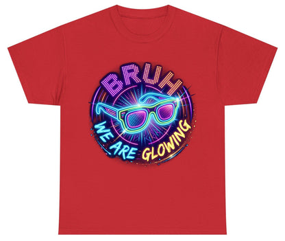 BRUH WE ARE GLOWING Neon Party Youth T-Shirt Red product mockup