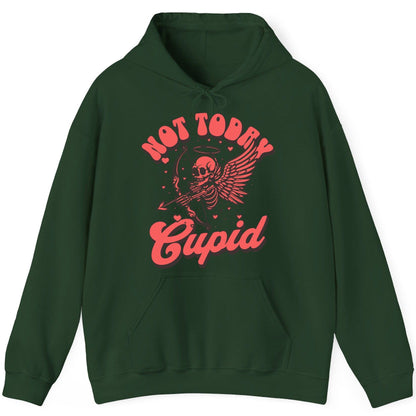 Not Today Cupid skeletal cupid Hoodie Forest Green product mockup