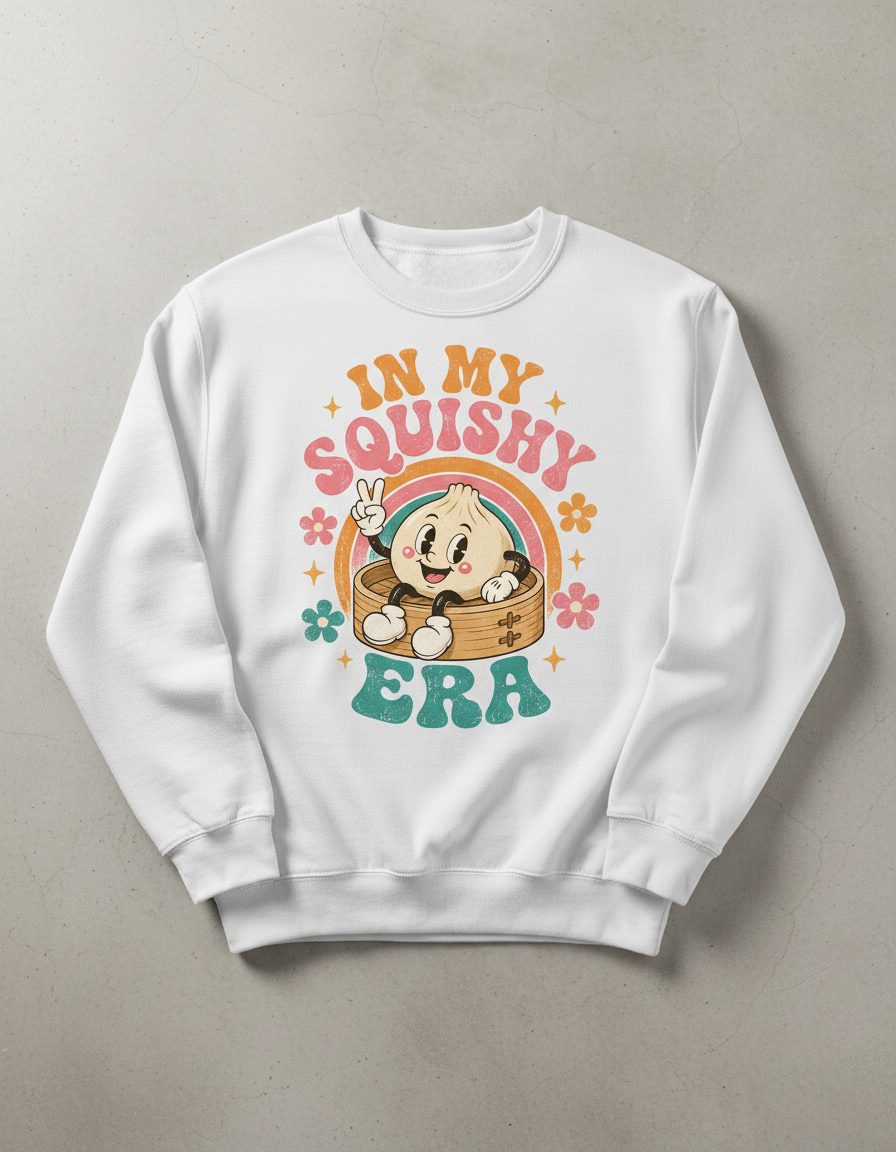 In My Squishy Era Funny Dumpling Sweatshirt - product mockup - White