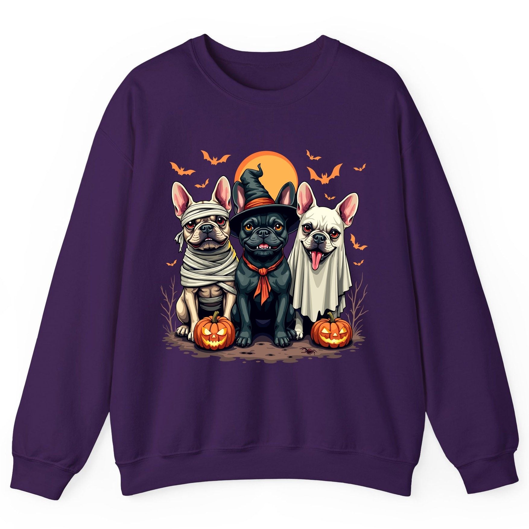 Halloween French Bulldogs Costumes french bulldogs Sweatshirt Purple product mockup
