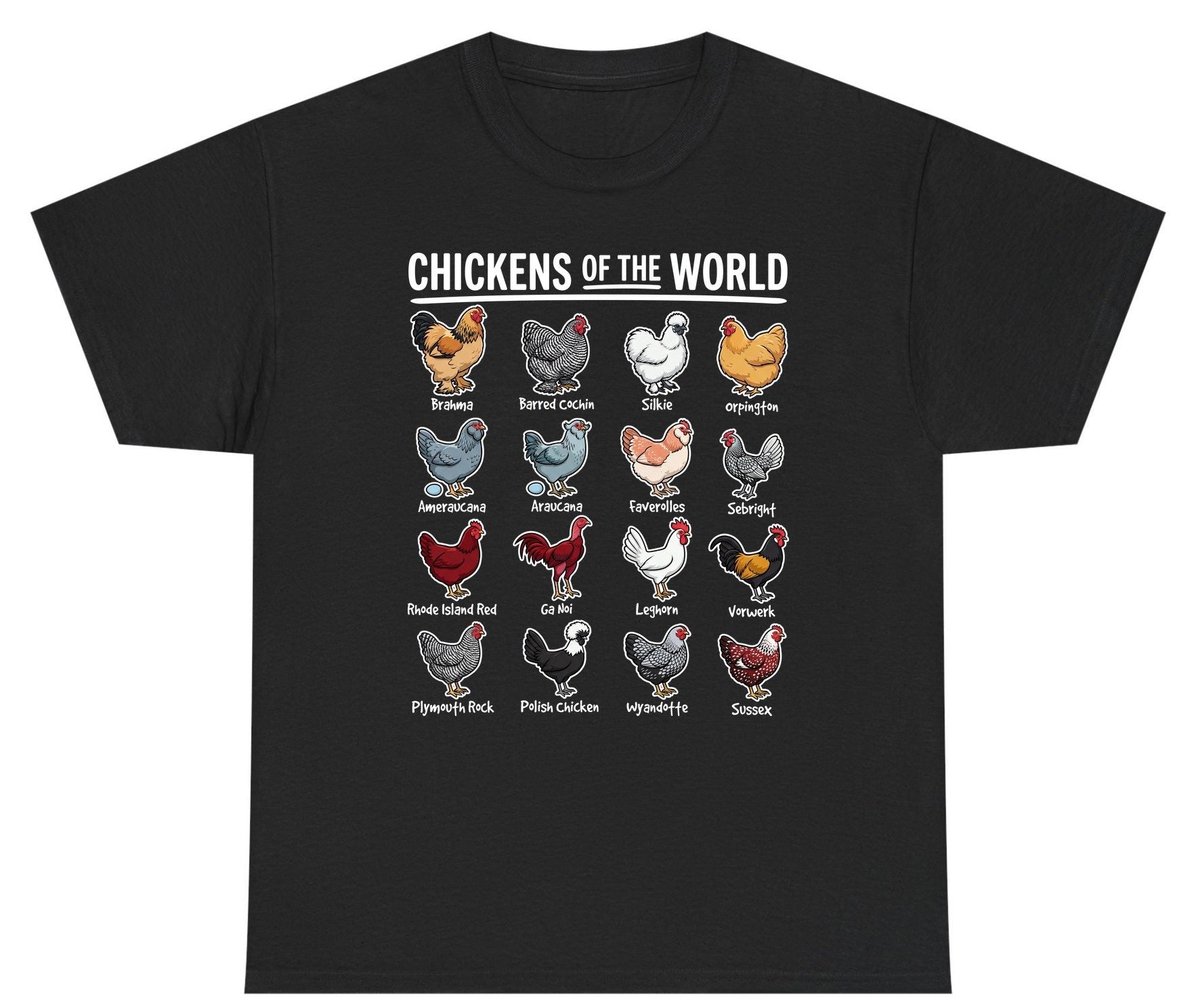 Chickens of the World chicken breeds Youth T-Shirt Black product mockup