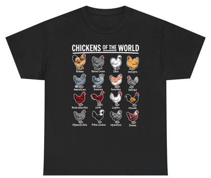 Chickens of the World chicken breeds Youth T-Shirt Black product mockup