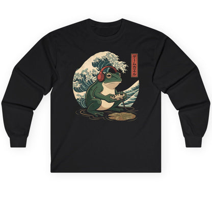 ゲームカエル gamer frog Long Sleeve Tee Black product mockup