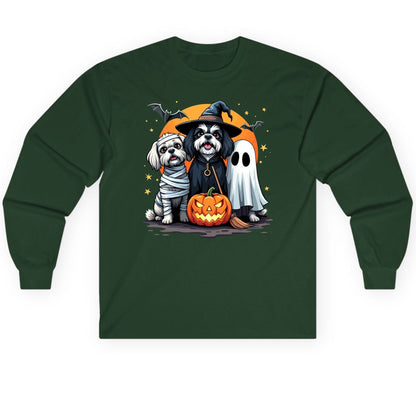 Halloween Dogs Costumes Halloween dogs Long Sleeve Tee Forest Green product mockup