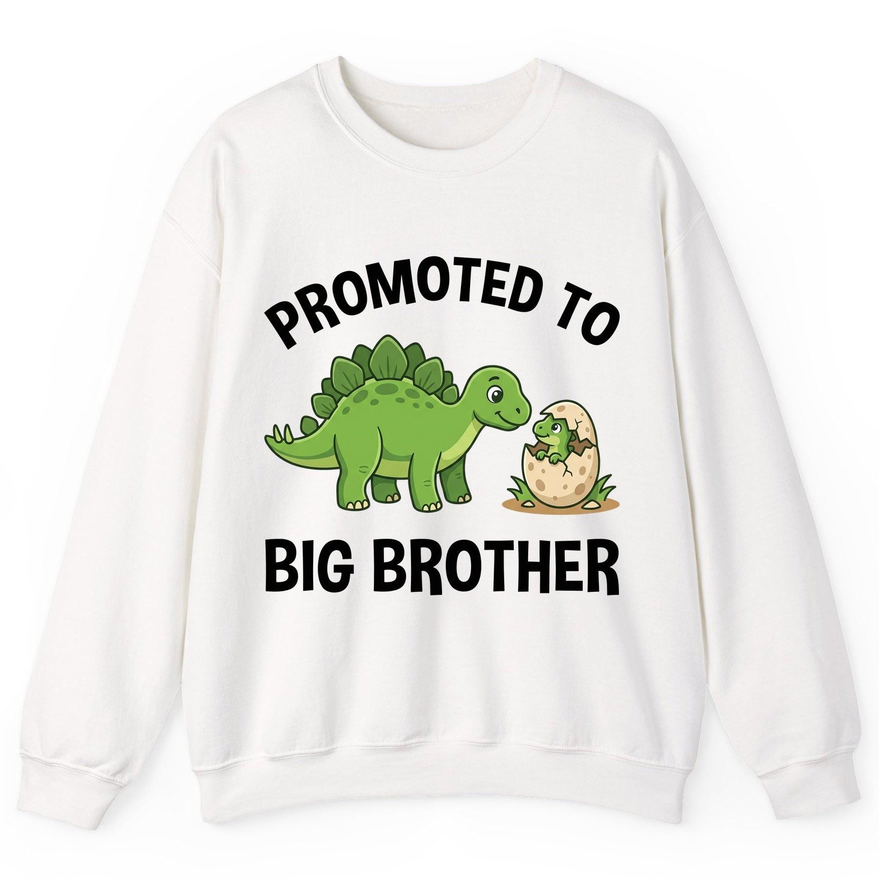 Promoted to Big Brother Dinosaur Sweatshirt - product mockup - White