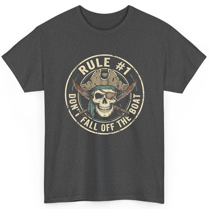 Rule 1 Don't Fall Off the Boat pirate T-Shirt Dark Heather product mockup