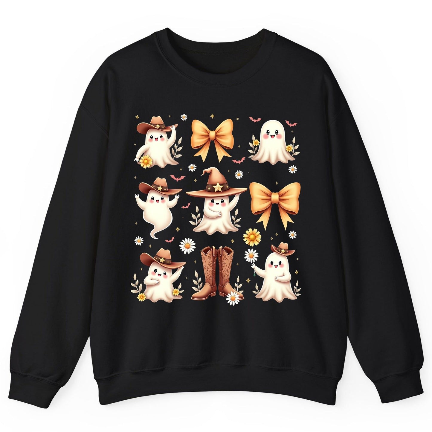 Boo Haw Cute Ghost cute ghost Sweatshirt Black product mockup