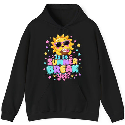 Is It SUMMER BREAK Yet Funny Vacation Hoodie - product mockup - Black