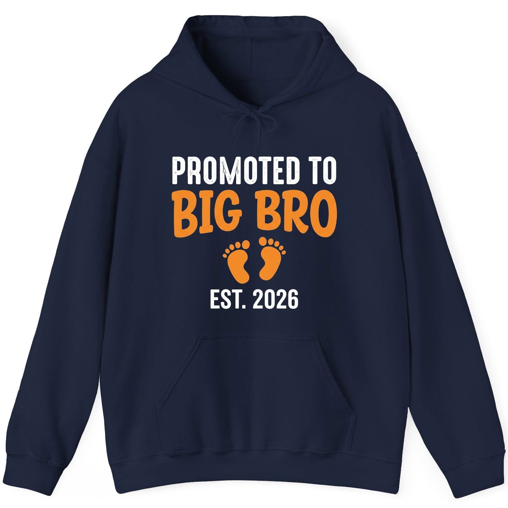 Promoted TO BIG BRO EST 2026 Pregnancy Announcement Hoodie - product mockup - Navy