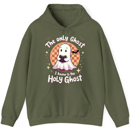 The Only Ghost I Know Is the Holy Ghost christian Halloween Hoodie Military Green product mockup