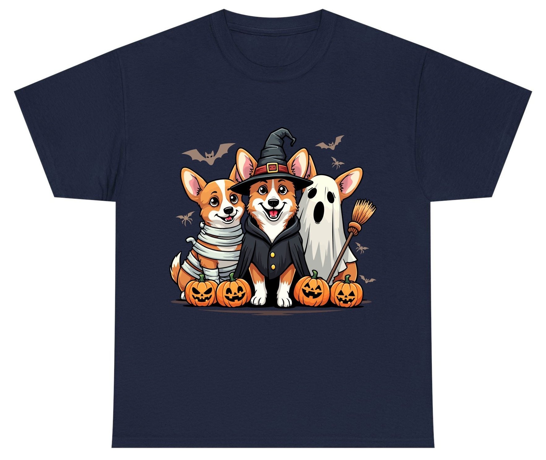 Halloween Corgi Trio Halloween corgis Youth T-Shirt Navy product mockup